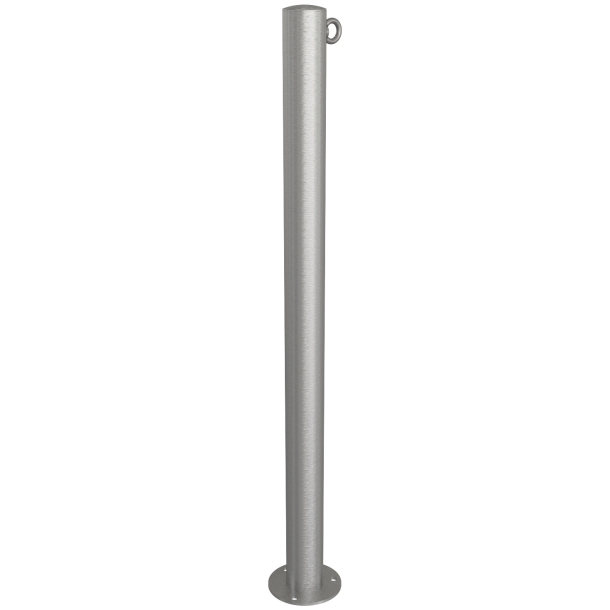Stainless steel post |  60 mm | stationary, to be fixed by plugswith base plate  120 x 5 mm | without lock | with 1 eyelet